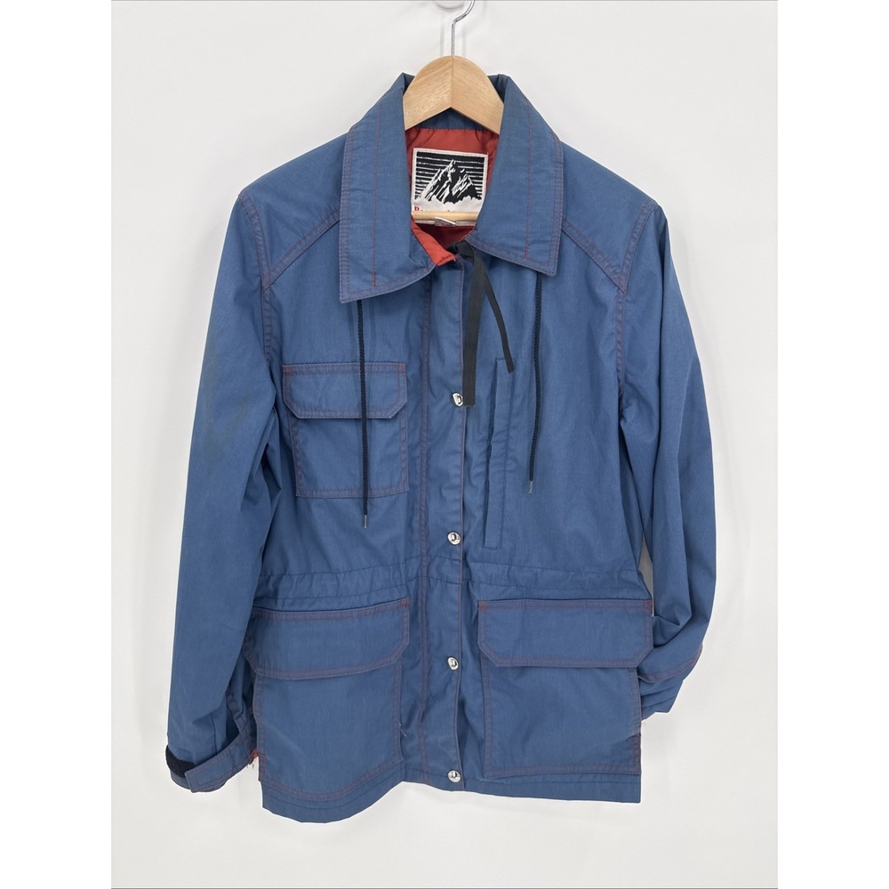Vintage Eddie Bauer Womens Blue Rain Coat Size Large Retro Hiking Gear USA READ